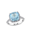 Concerto 5.25TCW Blue Topaz and Diamond Accent Halo Ring - TOPAZ - 6