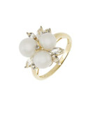 Fine Jewellery 10K Yellow Gold White Sapphire and Pearl Ring - PEARL - 7