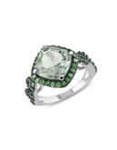 Concerto Green Amethyst and Tsavorite Sterling Silver Cocktail Ring - GREEN - 7