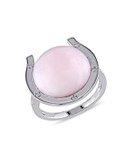 Concerto Pink Opal and 0.05 TCW Diamond Accent Sterling Silver Ring - OPAL - 7