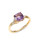 Fine Jewellery 14k Yellow Gold Square Amethyst and 0.018 tcw Diamond Ring - PURPLE - 7