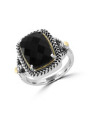 Effy 18K Yellow Gold and Sterling Silver Onyx Ring - ONYX - 7