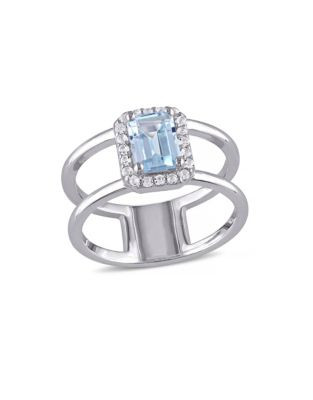 Concerto 1.6 CT TCW Blue and White Topaz Sterling Silver Halo Ring - TOPAZ - 7