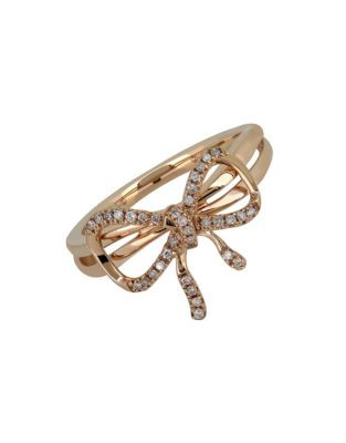 Fine Jewellery 0.1TCW Diamond and 14K Rose Gold Bow Ring - DIAMOND - 7