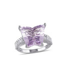 Concerto 8.70 CT TWC Amethyst and White Topaz Sterling Silver Butterfly Ring - TOPAZ - 7
