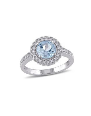 Concerto 1.6TCW Blue Topaz and Diamond Accent Halo Ring - TOPAZ - 6