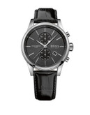 Boss Jet Chronograph Stainless Steel & Crocodile-Embossed Leather Strap Watch - BLACK