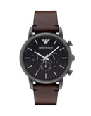 Emporio Armani Gunmetal Chronograph Stainless Steel Watch - BROWN