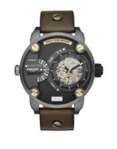 Diesel Daddy Stainless Steel Leather Watch - BROWN