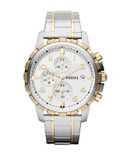 Fossil Mens Dean Stainless Steel Two-Tone Watch - TWO TONE