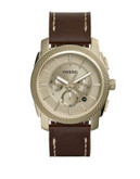 Fossil Knurled Goldtone Stainless Steel Leather Chronograph Watch - BROWN