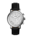 Fossil Buchanan Stainless Steel Leather Chronograph Watch - BLACK