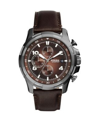 Fossil Dean Stainless Steel Leather Chronograph Watch - BROWN