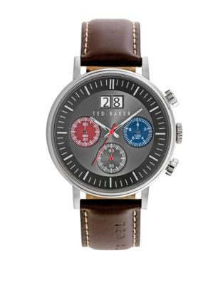 Ted Baker Mens Chronograph Leather Strap Watch 10023469 - BROWN