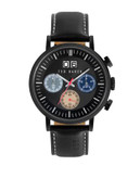 Ted Baker Mens Chronograph Leather Strap Watch 10023471 - BLACK