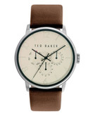 Ted Baker Mens Multifunction Leather Strap Watch 10023493 - BROWN