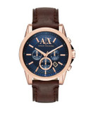 Armani Exchange Chronograph Outerbanks Leather-Strap Watch - BROWN