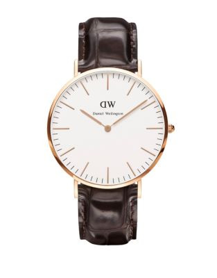 Daniel Wellington Classic York 40mm Leather Strap Watch - BROWN