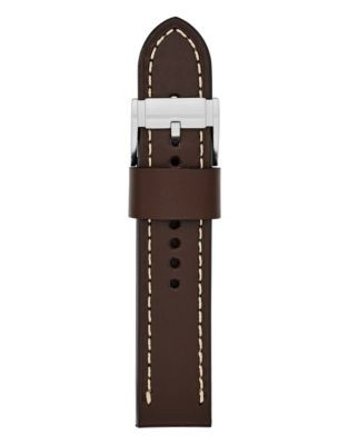 Fossil Large Brown Leather Watch Strap - BROWN