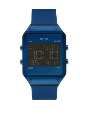 Guess Mens Digital Blue Smooth Silicone Watch W0595G2 - BLUE