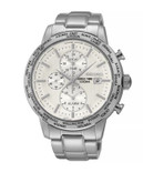 Seiko World Time Stainless Steel Chronograph Watch - SILVER