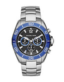 Michael Kors Stainless Steel Windward Watch with a Blue Ceramic Top Ring MK8422 - SILVER