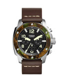 Fossil Modern Machine Chronograph Camouflage Stainless Steel & Leather Strap Watch - BROWN