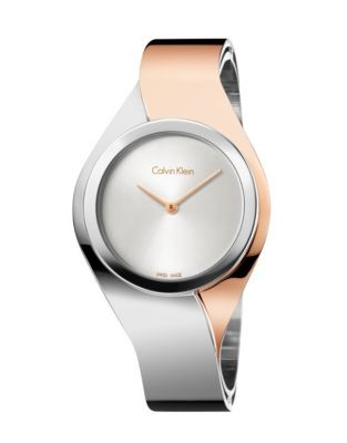 Calvin Klein Stainless Steel Rose Gold Senses Watch - SILVER