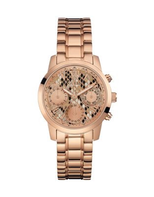 Guess Mini Sunrise Rose Gold Python Stainless Steel Bracelet Watch - ROSE GOLD