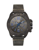 Guess Viper Stainless Steel and Matte Leather Strap Watch - GREY