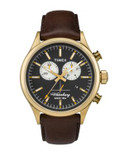 Timex Waterbury Leather Strap Chronograph Watch - BROWN