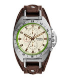 Fossil Breaker Stainless Steel Leather Chronograph Watch - BROWN
