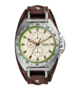 Fossil Breaker Stainless Steel Leather Chronograph Watch - BROWN