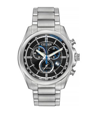 Citizen Stainless Steel Eco-Drive Tachymeter Chronograph Watch - SILVER