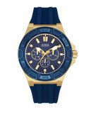 Guess Stainless Steel and Silicone Sport Watch - BLUE