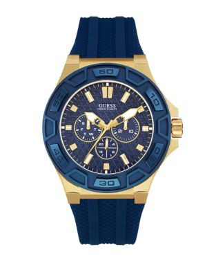 Guess Stainless Steel and Silicone Sport Watch - BLUE
