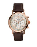 Fossil Buchanan Rose Goldtone Stainless Steel Leather Chronograph Watch - BROWN