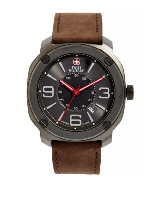 Swiss Military Escort Grey Stainless Steel Watch - BROWN