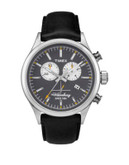 Timex Waterbury Leather Strap Chronograph Watch - BLACK