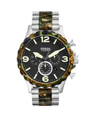 Fossil Nate Camo Chronograph Watch - GREEN