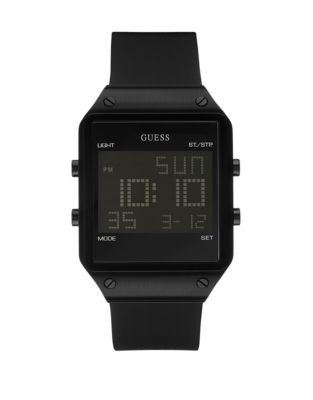 Guess Mens Digital Black Smooth Silicone Watch W0595G1 - BLACK