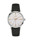 Bulova Classic Two-Tone Stainless Steel Leather Watch - BLACK