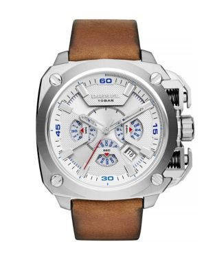 Diesel BAMF Stainless Steel Leather Chronograph Watch - BROWN