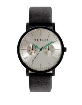 Ted Baker Mens Multifunction Leather Strap Watch 10024529 - BLACK