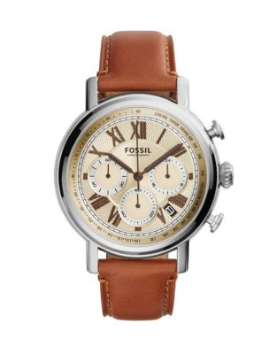 Fossil Buchanan Stainless Steel Leather Chronograph Watch - BROWN