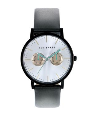 Ted Baker Mens Multifunction Leather Strap Watch 10009273 - GREY
