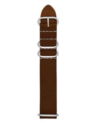 Fossil Double-Keeper Leather Watch Strap - BROWN