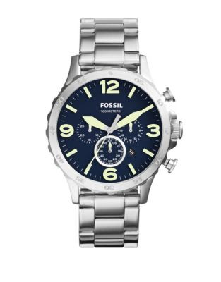 Fossil Stainless Steel Chronograph Watch - SILVER
