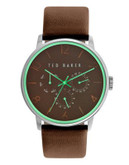 Ted Baker Mens Multifunction Leather Strap Watch 10023496 - BROWN