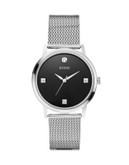 Guess Diamond and Stainless Steel Wafer Mesh Watch - SILVER